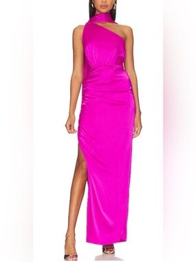 AIIFOS Midi Dress Julietta Gown Hot Pink Satin New $648